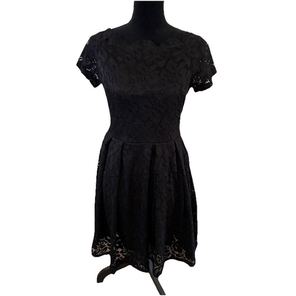 MISSMAY Retro Gorgeous City Dress Floral Lace Black Size Medium - Picture 2 of 6